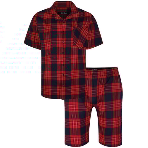 Bigdude Woven Checked Pyjama Set Red/Navy